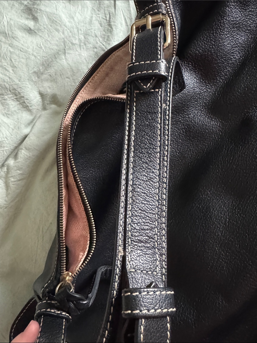 Dooney & Bourke Black Leather Zip Front Hobo Bag - Picture 6 of 7